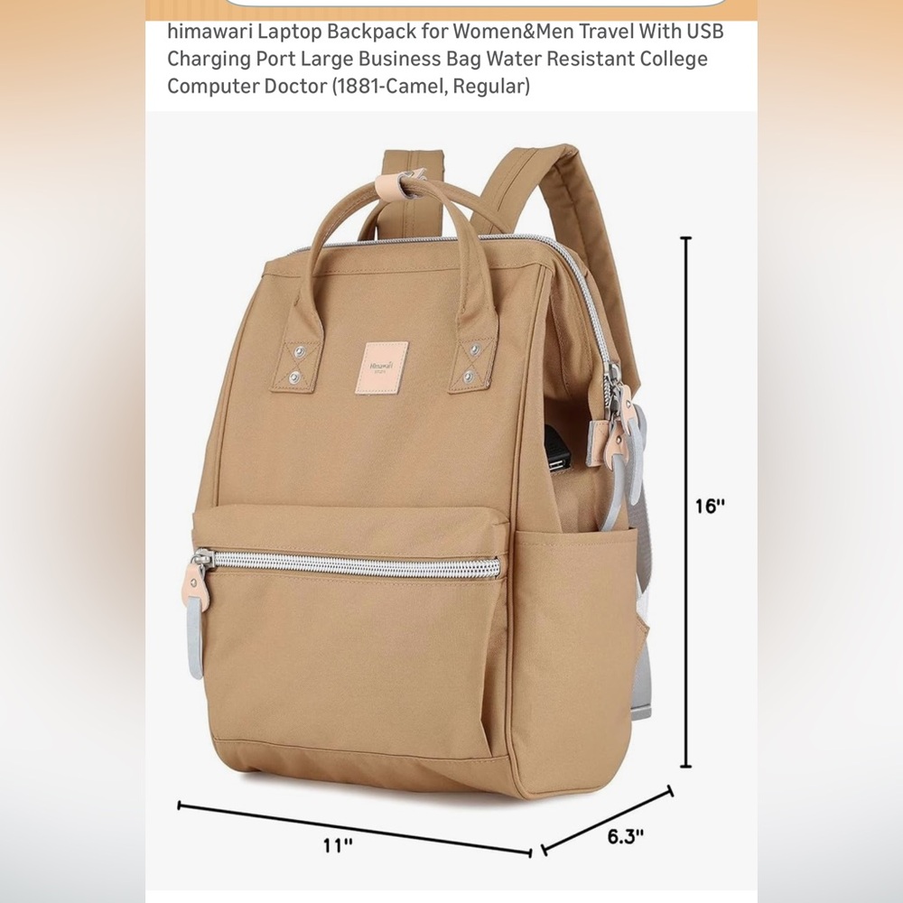 Himawari Diaper Bag College backpack Laptop Travel Baby Purse Camel Color